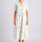 Floria - Sumer Floral Midi Dress Relaxed Fit