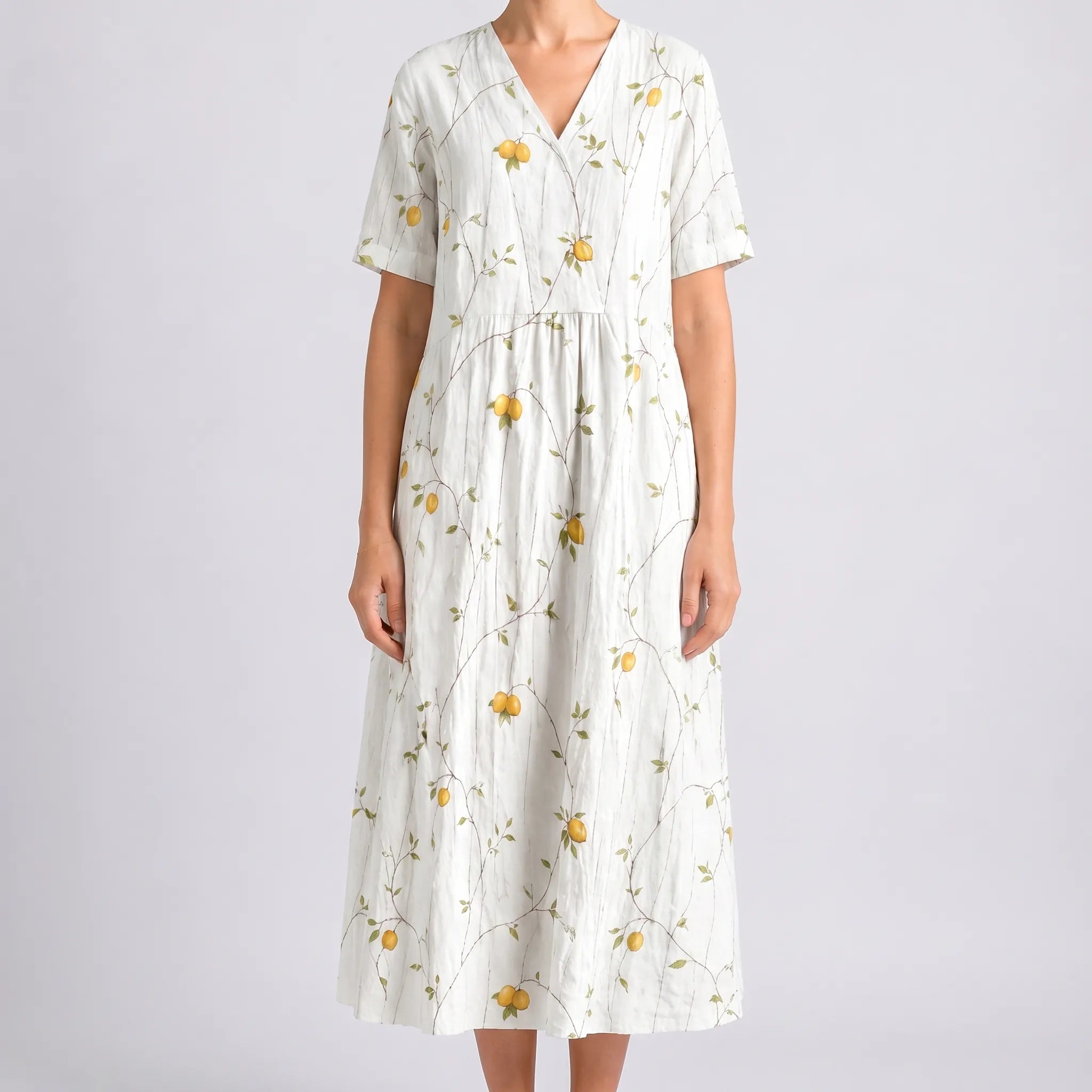 Floria - Sumer Floral Midi Dress Relaxed Fit
