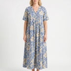 Floria - Sumer Floral Midi Dress Relaxed Fit