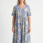 Floria - Sumer Floral Midi Dress Relaxed Fit