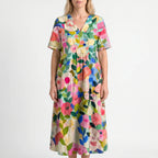 Floria - Sumer Floral Midi Dress Relaxed Fit