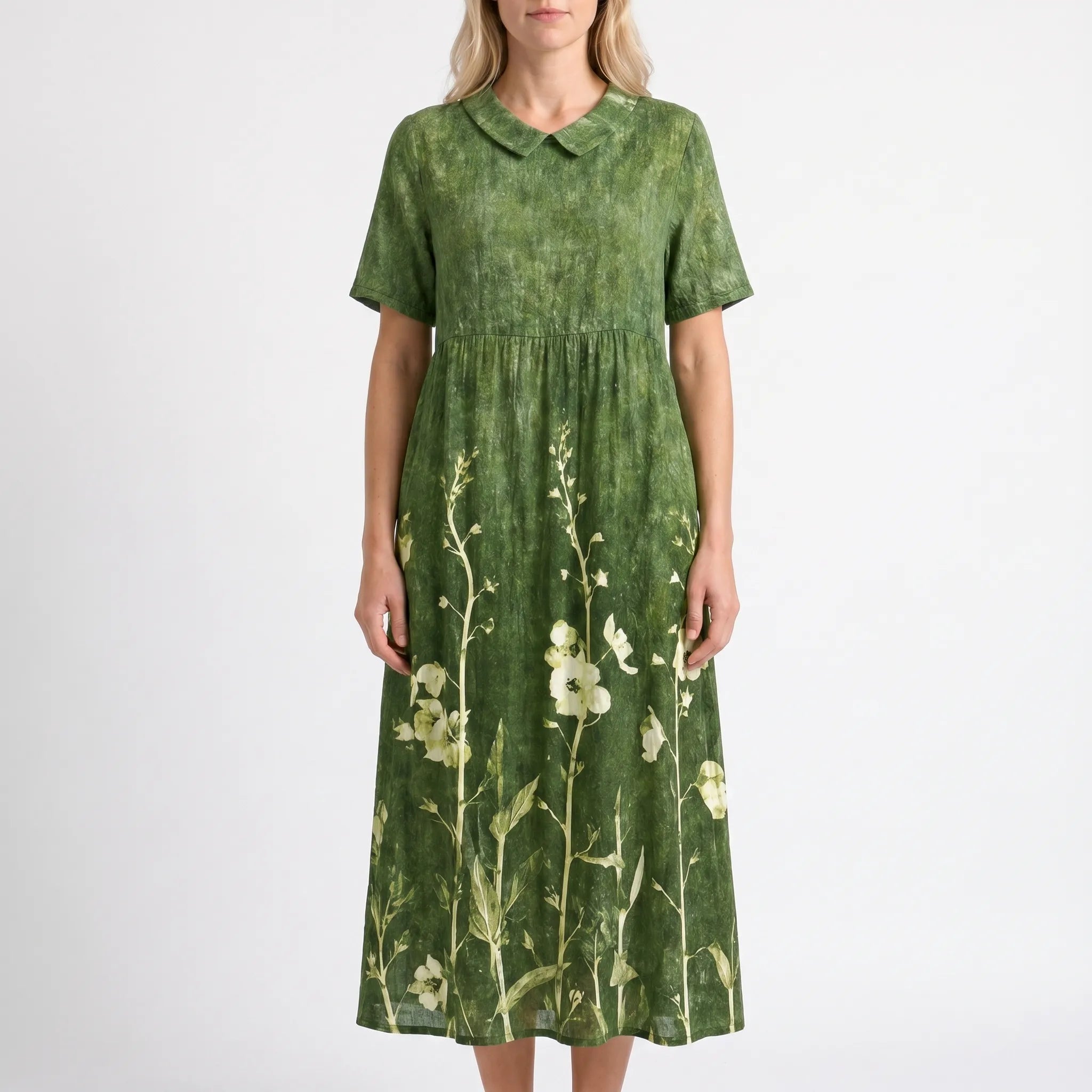 Floria - Sumer Floral Midi Dress Relaxed Fit