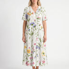 Floria - Sumer Floral Midi Dress Relaxed Fit