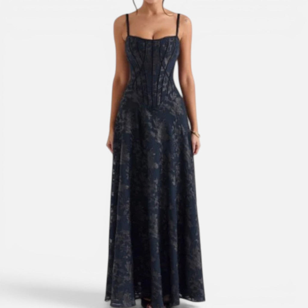 Zara | Spaghetti Strap Corset Chiffon Floral Print Evening Dress