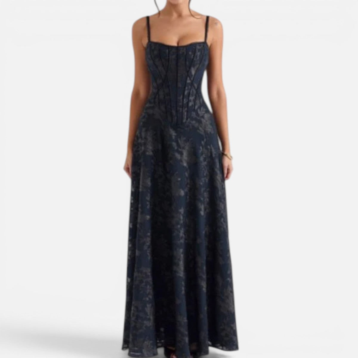 Zara | Spaghetti Strap Corset Chiffon Floral Print Evening Dress