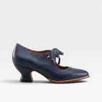 Camille | Silver Low Heel Lace-Up Leather Pumps