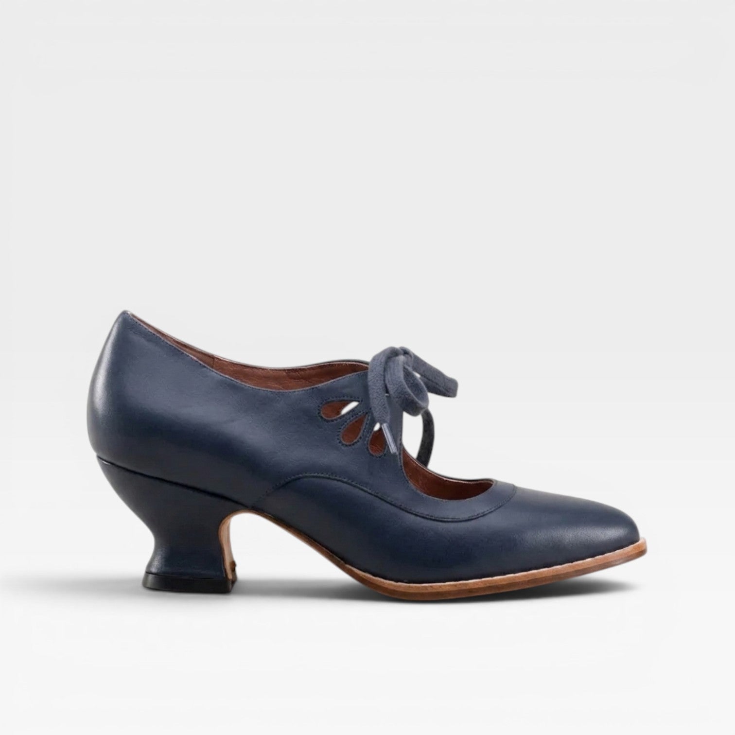 Camille | Silver Low Heel Lace-Up Leather Pumps
