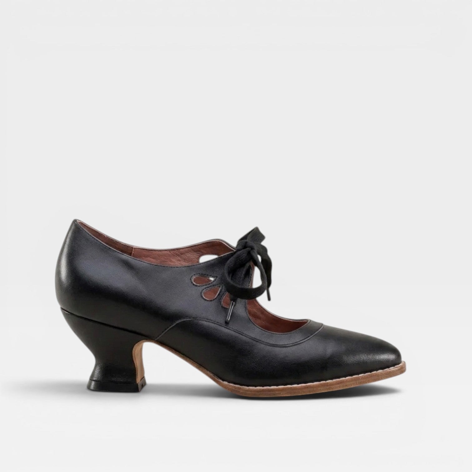 Camille | Silver Low Heel Lace-Up Leather Pumps