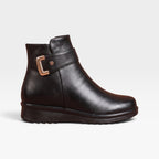 Helena | Black Leather Low Heel Ankle Boots