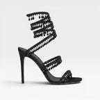 Cordelia | Gold Block Heels For Wedding With Crystal Embellishment