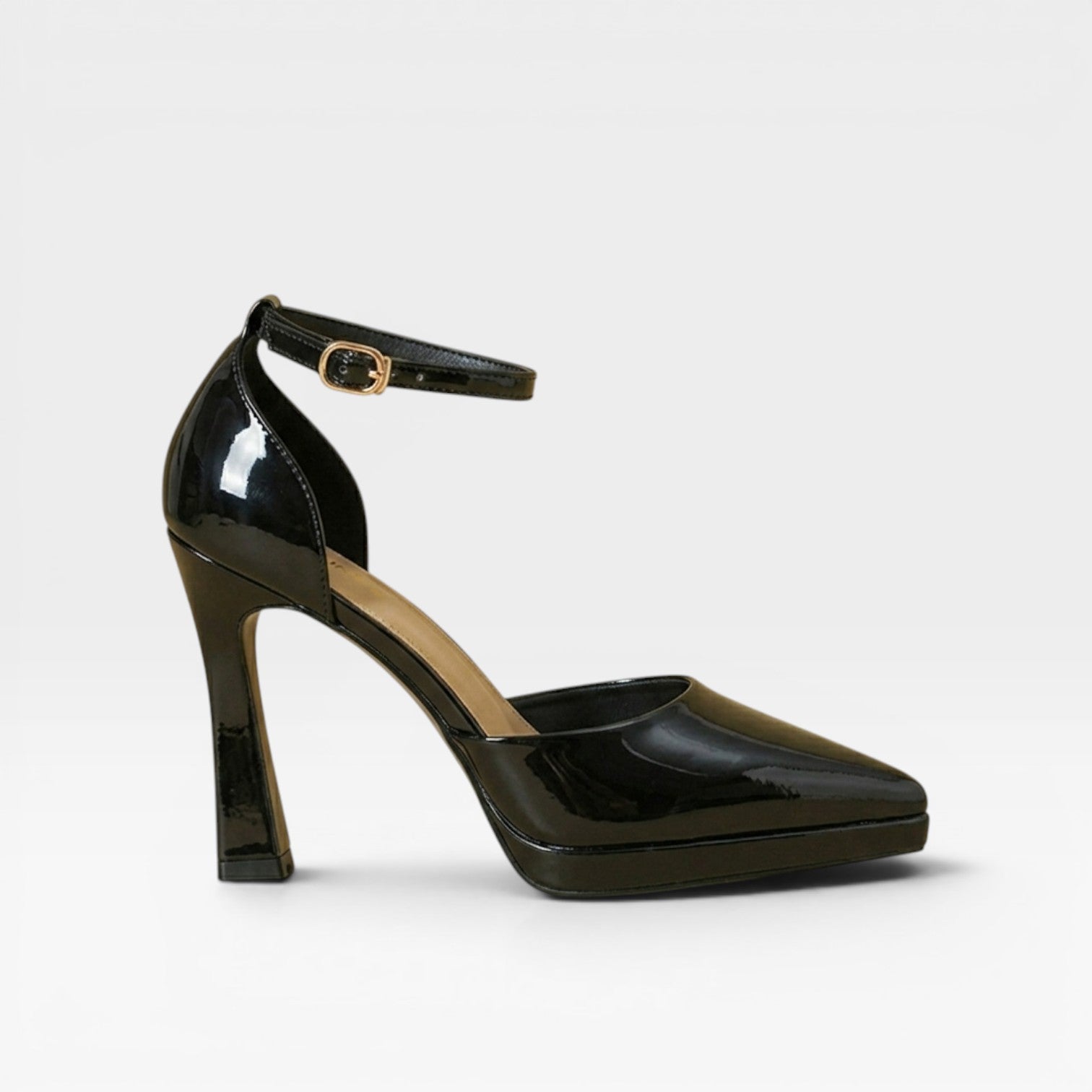 Quintessa | Patent Leather Pointed Toe Ankle Strap Pumps