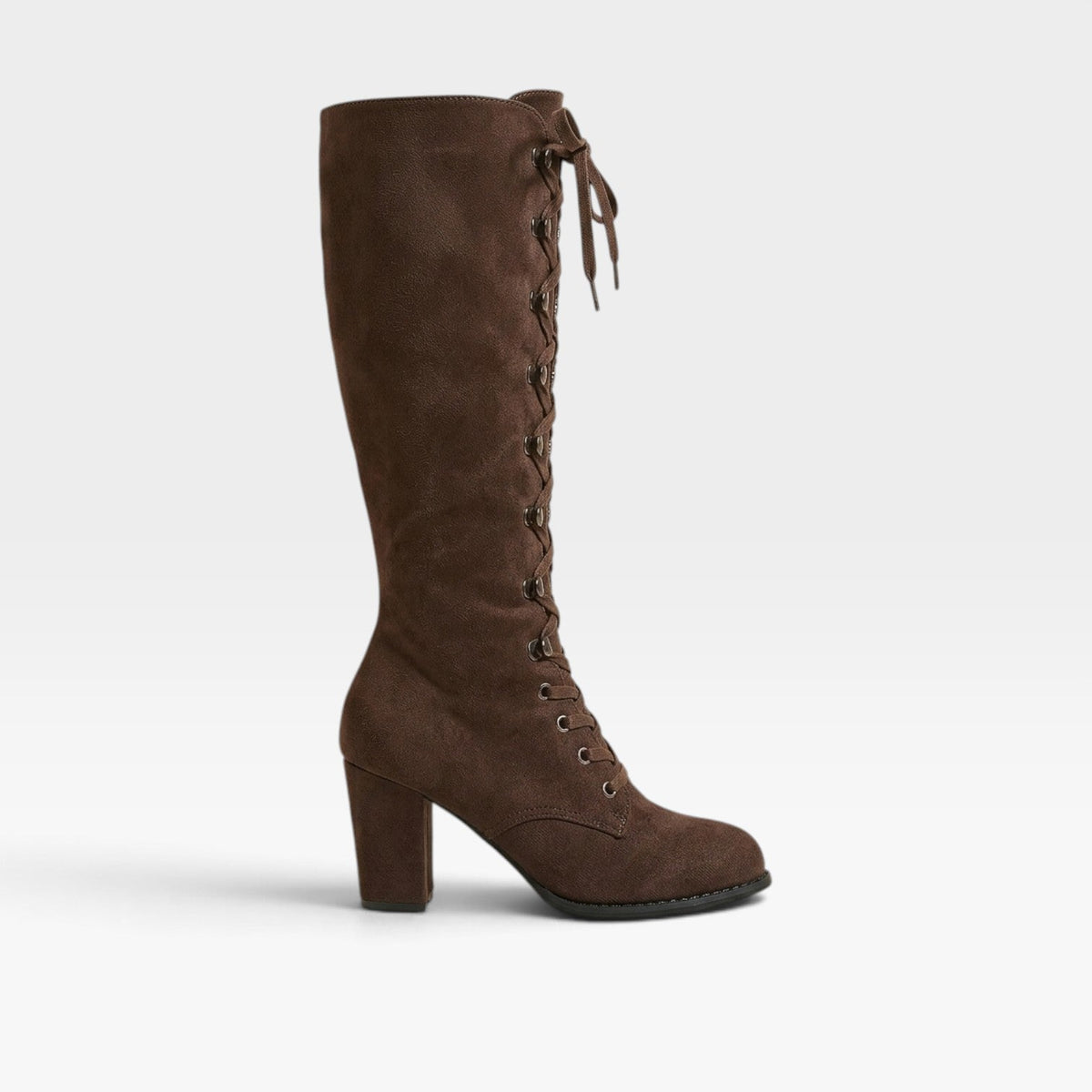 Oriane | Black Brown Lace Up Block Heel Leather Ankle Boots