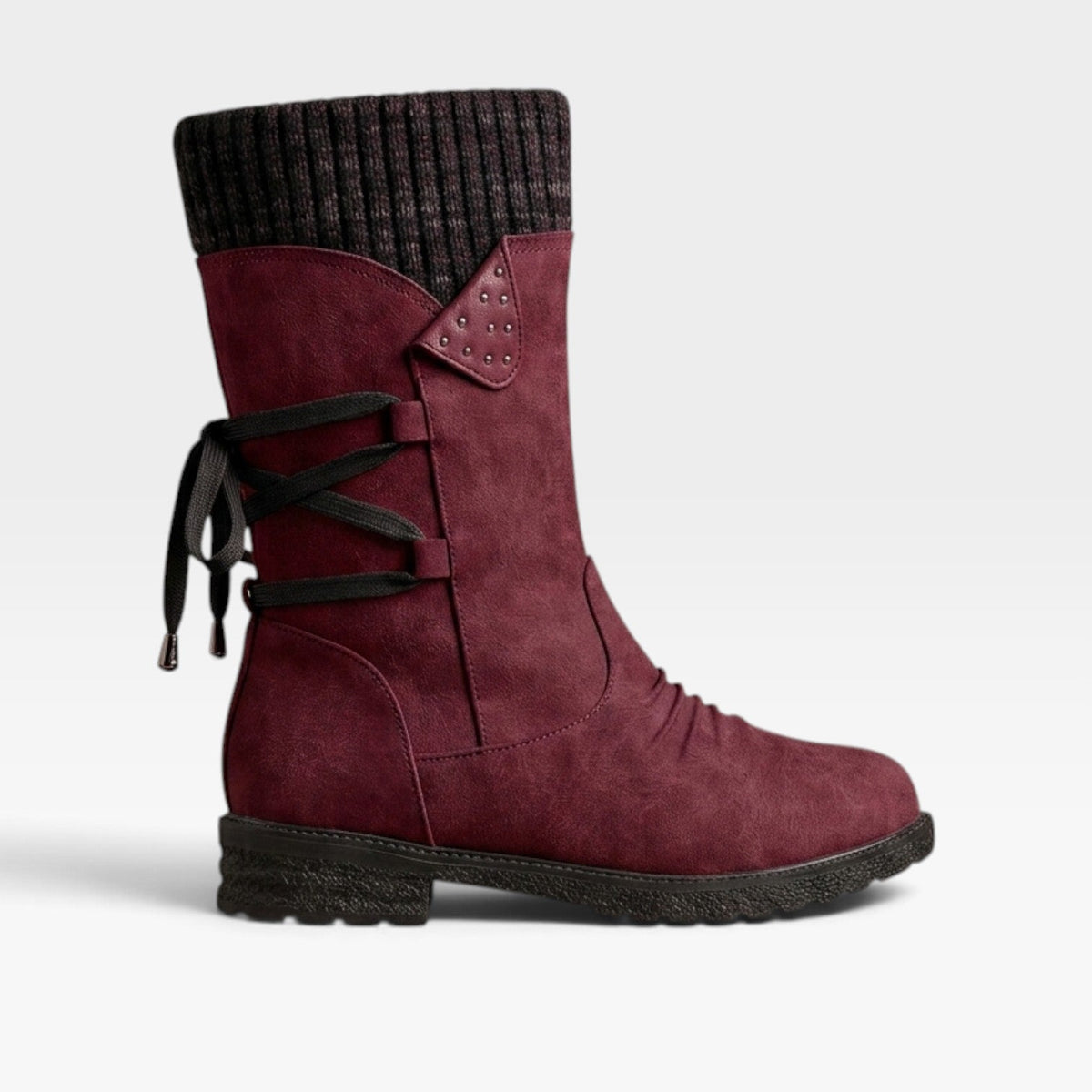 Josephine | Warm Fur Lined Winter Boots For Women — Burgundy