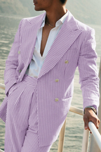 Barnaby | Men Seersucker Double Breasted 2-Piece Wedding Guest Suit