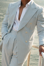 Barnaby | Men Seersucker Double Breasted 2-Piece Wedding Guest Suit
