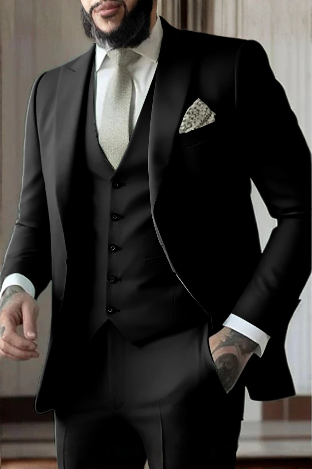 Leopold | Men Slim Fit 3-Piece Wedding Guest Peak Lapel Suit