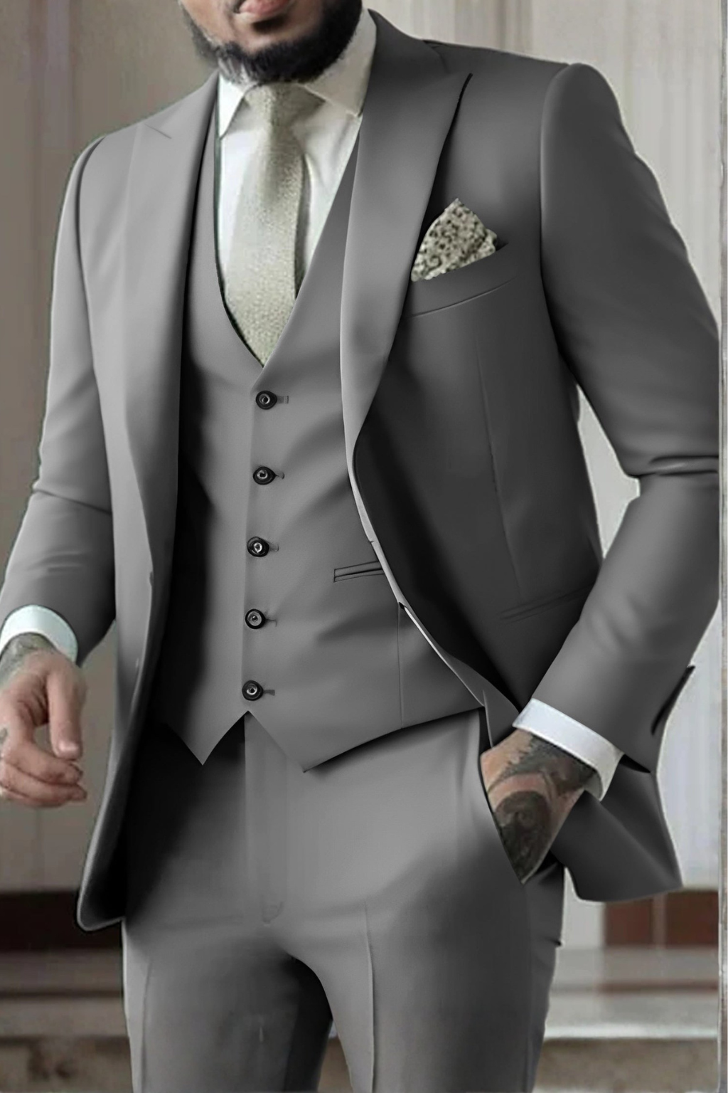 Leopold | Men Slim Fit 3-Piece Wedding Guest Peak Lapel Suit