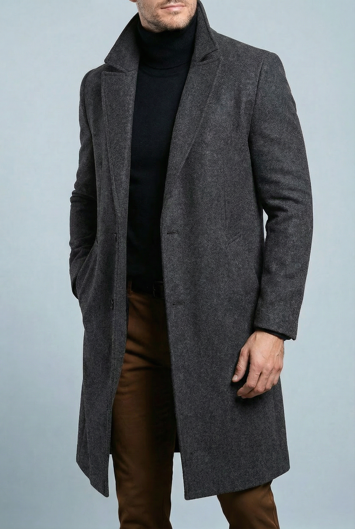 Julius | Long Formal Wool Winter Coat Brown Smart Overcoats — Gray
