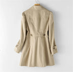 Ophelia | Classic Single Breasted Fur Trim White Brown Trench Coat