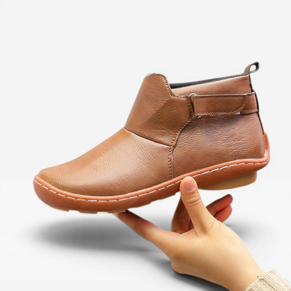 Isadora | Leather Ankle Boots Low Heel Black Brown