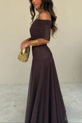 Berenice | Ruched One-Shoulder Mesh Maxi Summer Dress