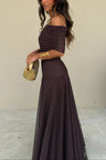 Odette | Ruched One-Shoulder Mesh Maxi Summer Dress