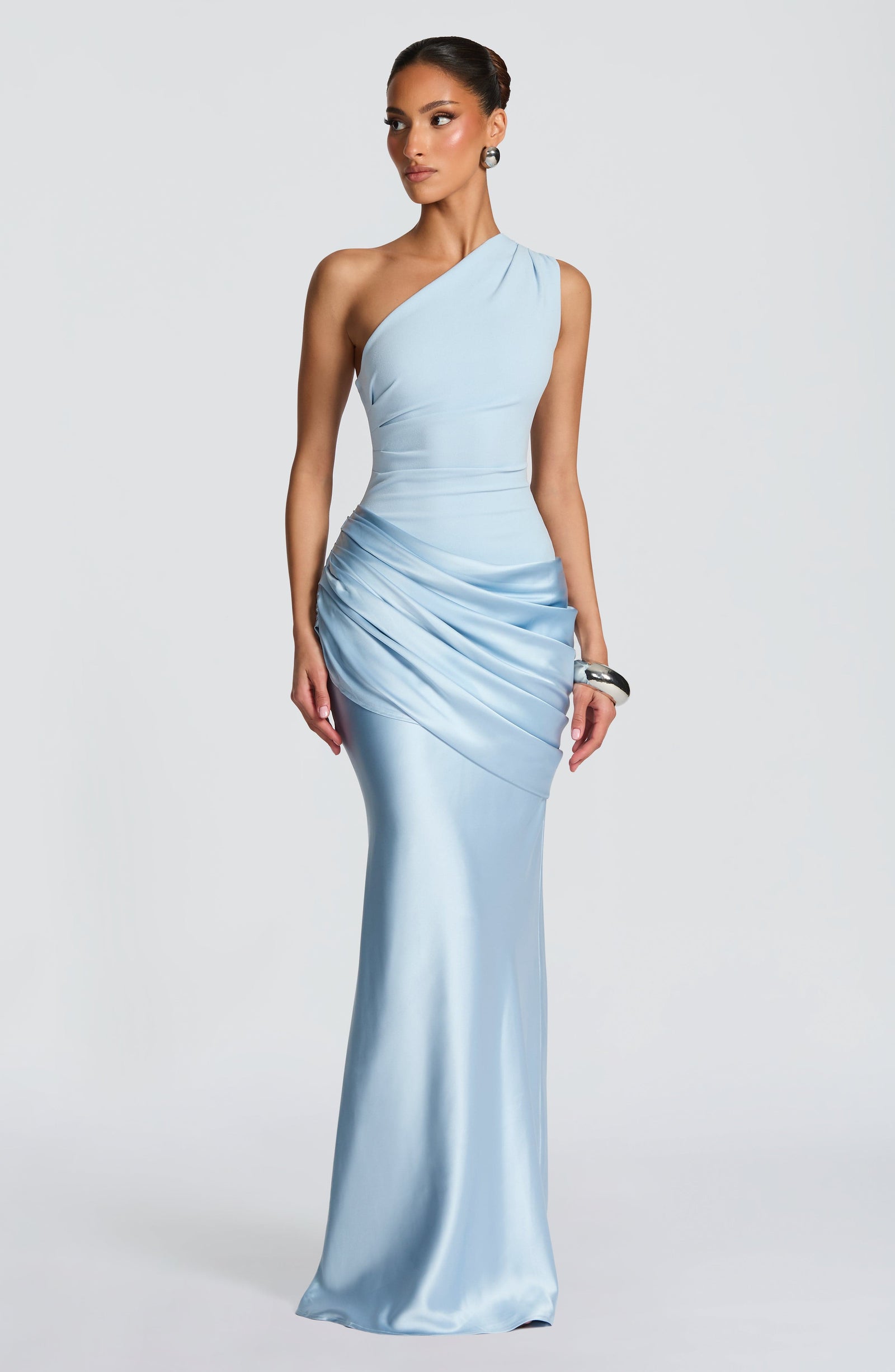 Mirabelle | One-Shoulder Ruched Maxi Wedding Guest Dress