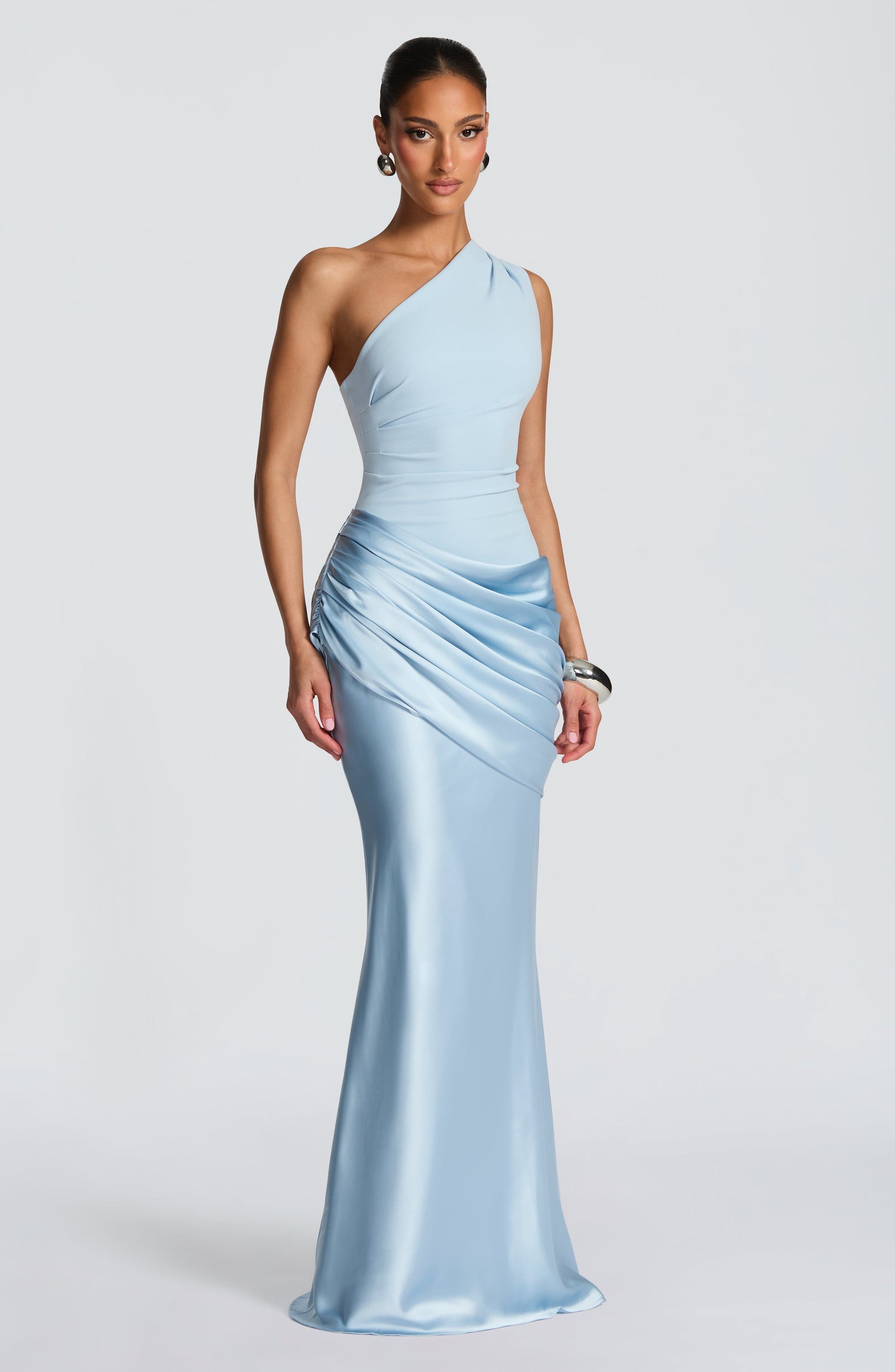 Mirabelle | One-Shoulder Ruched Maxi Wedding Guest Dress