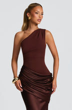 Mirabelle | One-Shoulder Ruched Maxi Wedding Guest Dress