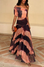 Berenice | Ruched One-Shoulder Mesh Maxi Summer Dress