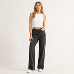 Coralie | Black Stretchy High Waist Wide Leg Pants
