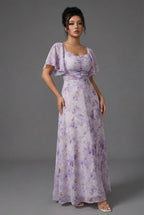 Delia | Floral Bridesmaid Dresses Maxi Wedding Guest Gown
