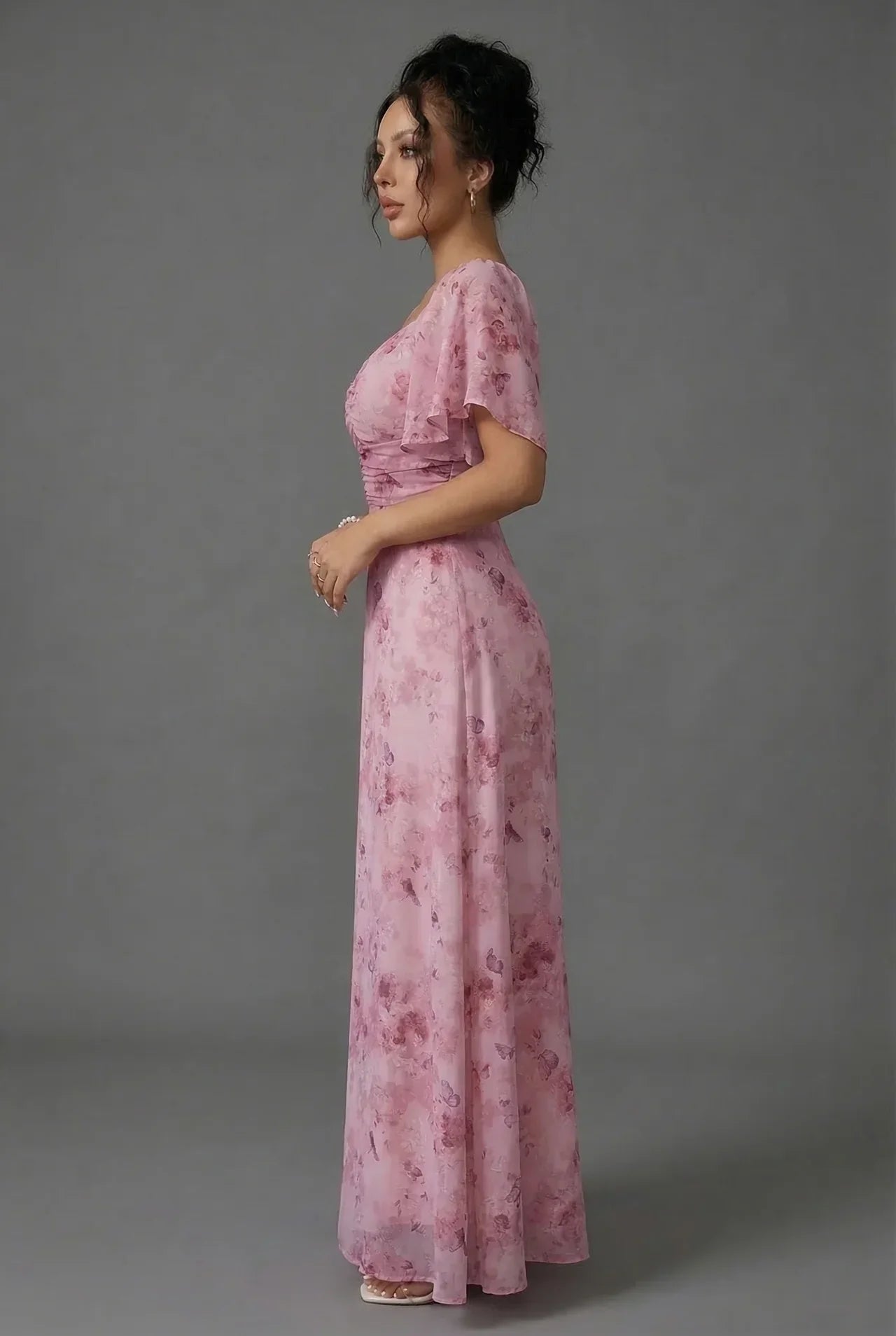 Delia | Floral Bridesmaid Dresses Maxi Wedding Guest Gown