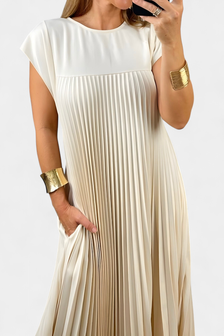 Bridget | Sleeveless Pleated Chiffon Midi Dress