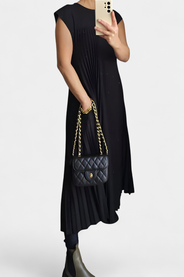 Bridget | Sleeveless Pleated Chiffon Midi Dress