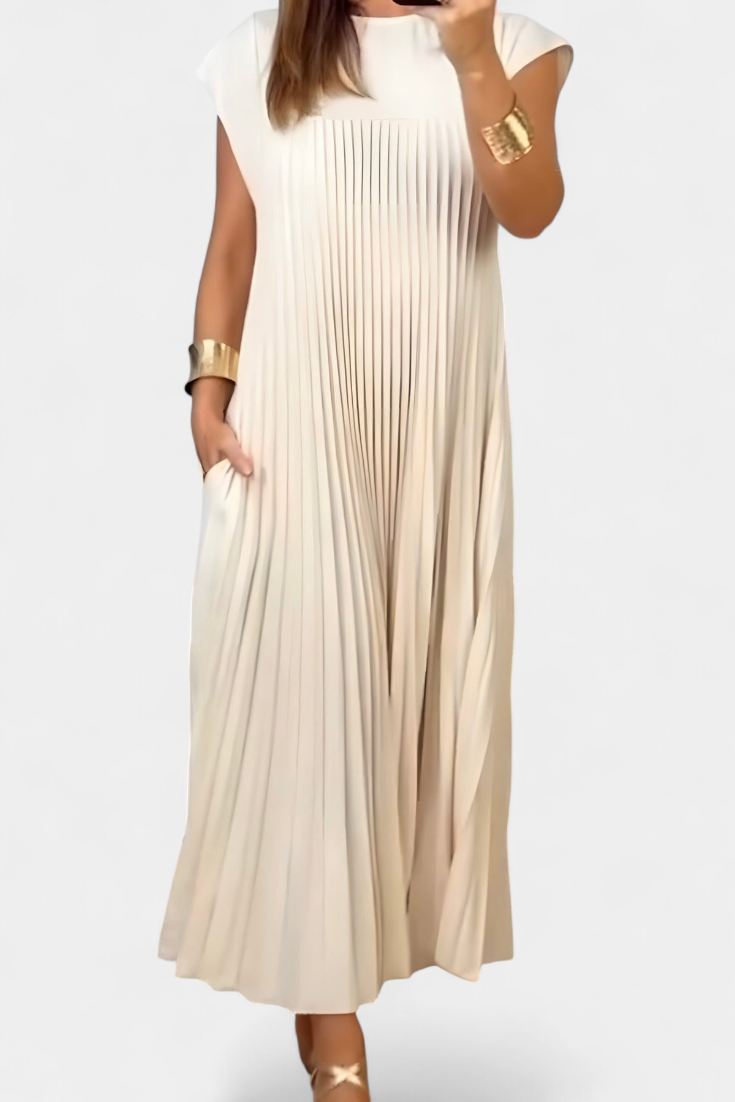 Bridget | Sleeveless Pleated Chiffon Midi Dress
