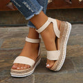 Delphine | Platform Strap Sandals in Apricot Black White