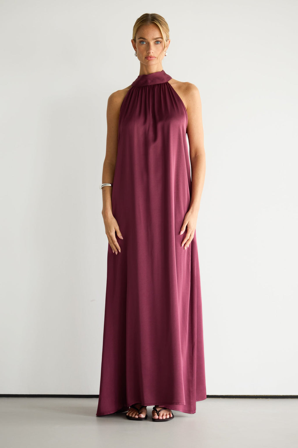 Fenella | Halter Neck House Dress in Luxe Satin
