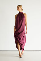 Fenella | Halter Neck House Dress in Luxe Satin