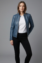 Rosaline | Black Leather Biker Bomber Jacket