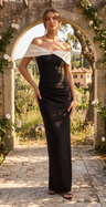 Juliette | Bardot Bow Tight Maxi Occasion Dress