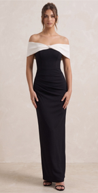 Juliette | Bardot Bow Tight Maxi Occasion Dress
