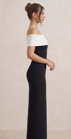 Juliette | Bardot Bow Tight Maxi Occasion Dress