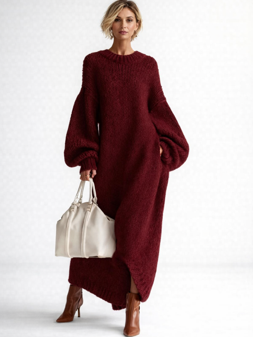 Elodie | Plus Size Sweater Dress Chunky Knit Maxi