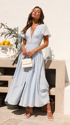 Oriane | Long Sleeve Maxi Dress With Button Front Detail