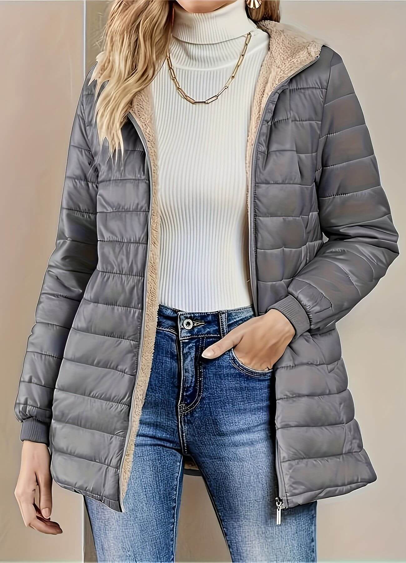 Margaux | Lightweight Puffer Jacket with Hood and Ribbed Cuffs