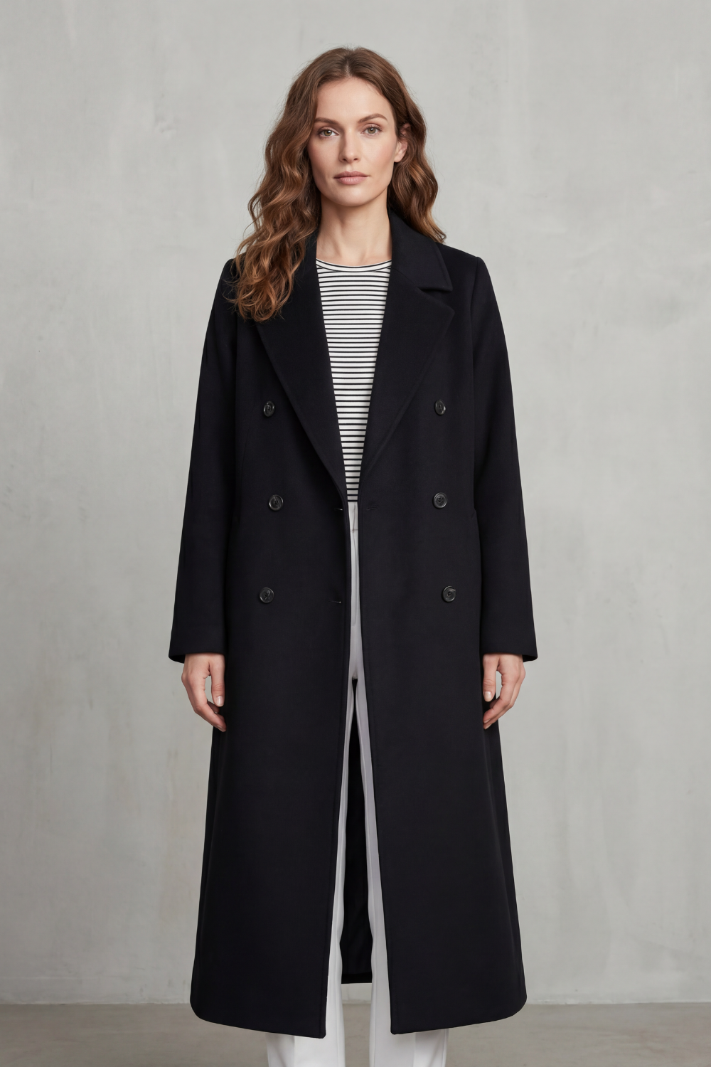Oceane | Double Breasted Wool Blend Camel Coat