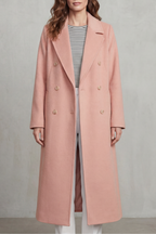 Oceane | Double Breasted Wool Blend Camel Coat — Pink