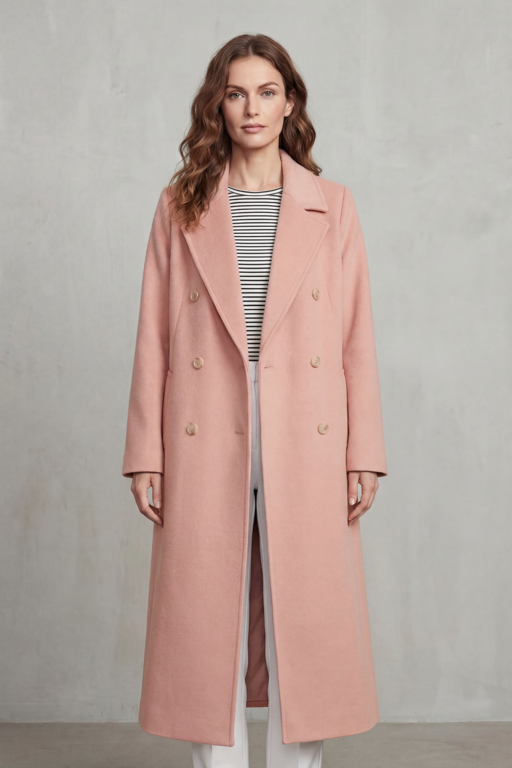 Oceane | Double Breasted Wool Blend Camel Coat