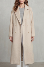 Oceane | Double Breasted Wool Blend Camel Coat — Apricot